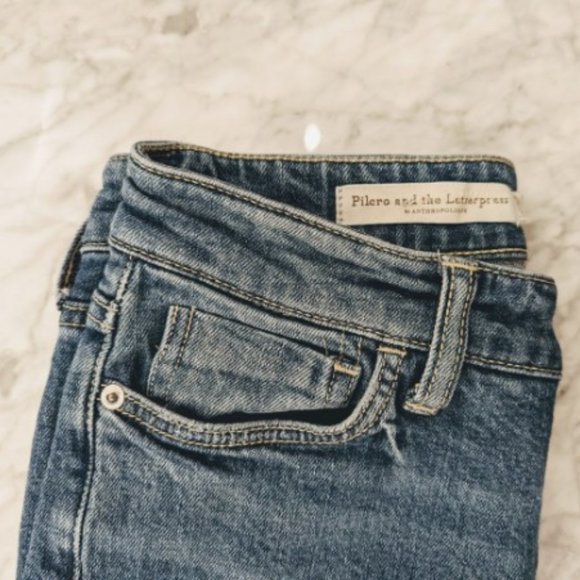 Anthropologie Pilcro & the Letterpress Jeans Slim Boyfriend Distressed 24 Petite - Picture 7 of 15